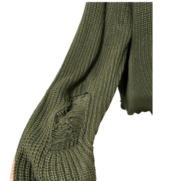 Full circle Trends Hunter Green Distressed Shredded Button Cardigan Size Large - Picture 7 of 11